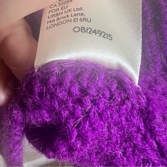 Free People Womens Purple Deep Vneck Wool Alpaca Cable Knit Sweater Long Sleeve - Picture 9 of 10